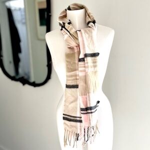 Made in Scotland 100% Cashmere Pink, Brown, Black Scarf